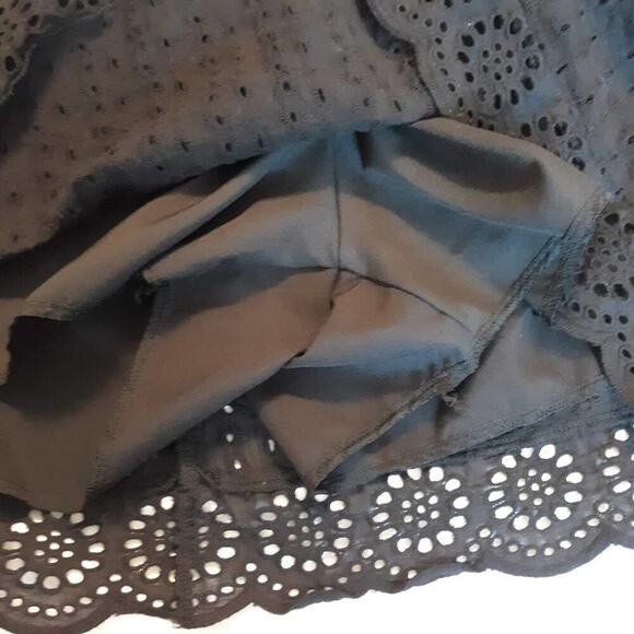 Black Eyelet Mini Dress with Romper lining Size M - see measurements - Picture 4 of 8